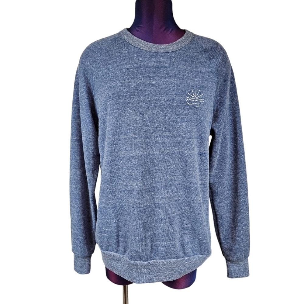 NWT Soludos Heathered Blue Crew Neck Sweatshirt Size Medium Women's B72